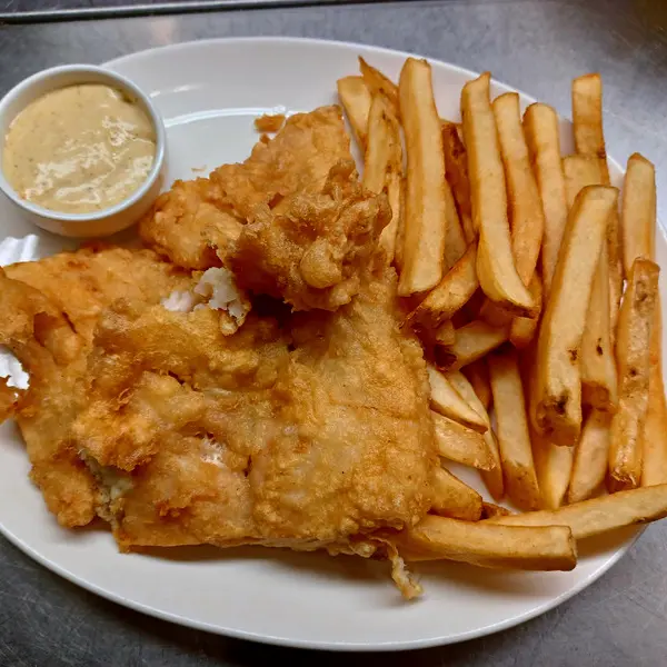 Crispy fish and chips at Liberian Cuisine Bar and Grill in Edmonton, AB