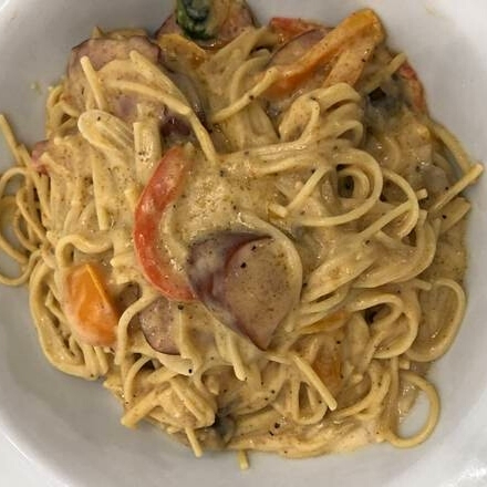 Homemade spaghetti at Liberian Cuisine Bar and Grill in Edmonton, AB